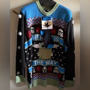 🅽🅴🆆 Star Wars Mandalorian Ugly Christmas Sweater with Socks